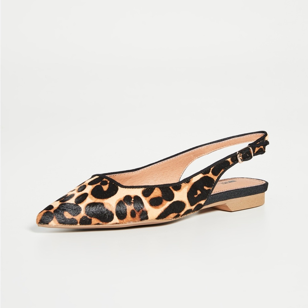 Matiko Lori Slingback Flats in Leopard Haircalf - Size EU39